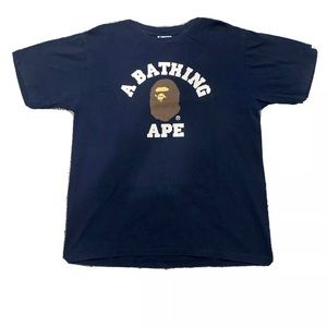 A Bathing Ape College Tee Authentic Size L Navy